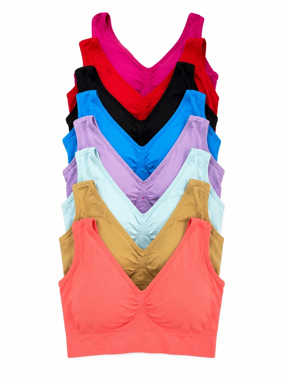 8-Pack Seamless Wireless Bralettes | Medium | Removable Pads | Assorted Colors